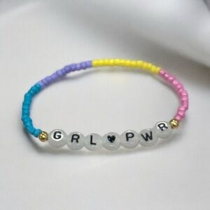 GRL🖤PWR Beaded Letter Glow in the Dark Stretch Bracelet